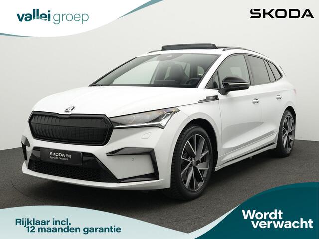 Skoda Enyaq iV 80 204 pk Sportline | Panoramadak | Trekhaak | Snelladen tot 125kW | Geheugenstoel | Matrix LED | Leder/alcantara | Achteruitrijcamera | Stuur-/stoelverwarming