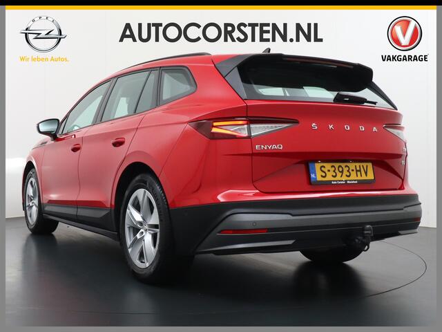 Skoda Enyaq iV 60 180pk Trekhaak Apple Carplay Android Auto Cruise Control Camera Navi Led Lmv 19" PDC 3-zone-Ecc Stoel+Bank-Verwarmd Keyless Rijstrooksensor Virtual Cockpit Bluetooth Park-assist memory Connected services 1e Eigenaar Nieuwprijs ¤48.450,- Trekgewicht 1.0