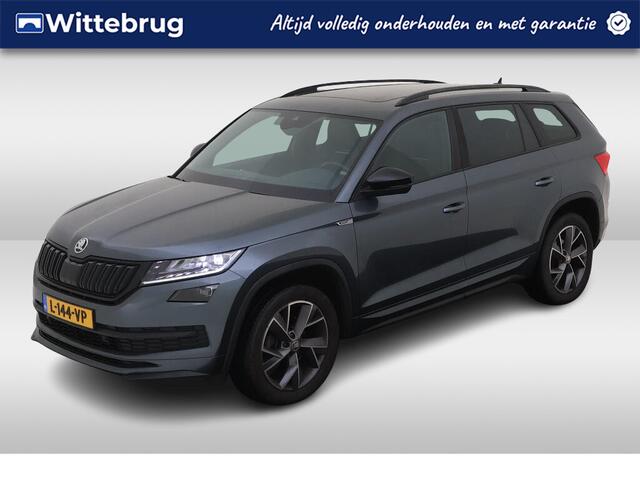 Skoda Kodiaq 1.5 TSI Sportline Business 7p. / AUTOMAAT/ PANO/ ELEK. TREKHAAK/ CAMERA/ PARK. SENSOREN/ MEMORY SEATS/ LED/ VIRTUAL COCKPIT/ STOELVERWARM./ SMARTLINK/ NAVI/ CLIMA/ 19" LMV