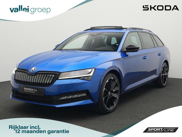 Skoda SUPERB Combi 1.4 TSI iV 218 pk DSG Sportline Business | Panoramadak | Trekhaak | Dynamic Chassis Control | Standkachel | Rondomzicht camera | Side Assist | 19 inch