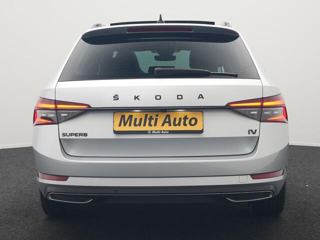 Skoda SUPERB Combi 1.4 TSI iV Sportline Plug In Hybrid 218pk Dealer O.H PHEV | Trekhaak Af Fabriek | Panodak | Adaptive Cruise | Camera | Alcantara Sportstoelen Memory & Verwarmd | Apple Carplay | Navigatie | Crystal LED | Sportstuur Vewarmd | Virtual | DAB |