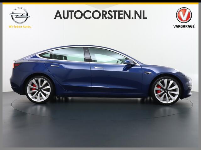 Tesla Model 3 Performance AWD 513pk FSD-MEEGELEVERD PAKKET! ¤71.440,- nieuw! 0-100kmh 3.4sec! Lmv-20" AutoPilot Carbon-Spoiler Full Self-Driving Capability (=autonome parkeerfunctie, autopilot, zelfstandige rijstrookwissel ¤ 6.400) Premium-HiFi Pano.dak Camera Leer Ada