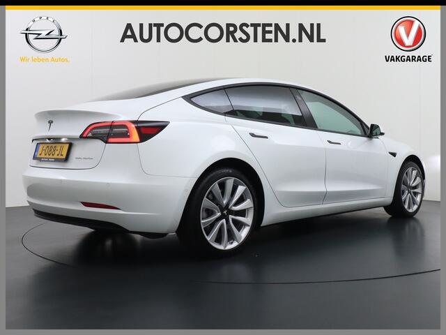 Tesla Model 3 Long Range AWD 75kWh Soh 89% Lmv 19" Navi Ecc Leder Panoramadak Adaptive Cruise Control Autopilot Elek.Stoelen+Verwarmd+Memory Premium Audio 4WD Privacy Glas Fabrieksgarantie op Accu en motor tot 24-08-2028 1e Eigenaar Origineel Nederlandse Auto