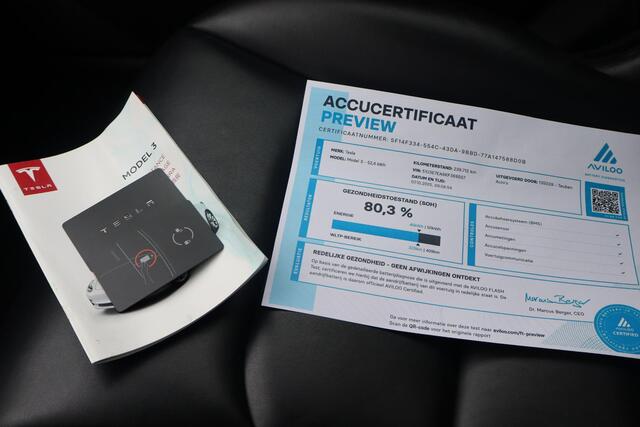 Tesla Model 3 Standard RWD Plus 60 kWh 80% SOH, Panoramadak, Lederen interieur, 360 Camera