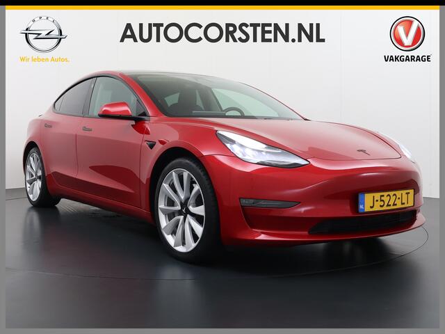 Tesla Model 3 Long Range AWD 75kWh 463PK 19"Lmv FSD-3 Computer Premium Audio AutoPilot Panoramadak Camera's Leer Adaptive-Cruise-Control+Stop&Go Pdc Dual-Ecc Dual-Motor Keyless 4WD Stoel en achterbank verwarming Elektr.Stoelen+Memory+Easy-Entry WiFi SOH 87% Fabrieksgar