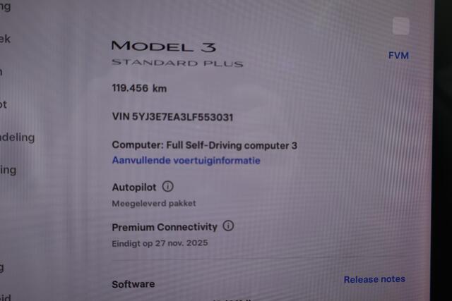 Tesla Model 3 Standard RWD Plus 60 kWh Autopilot computer 3.0, SOH 89%, Cruise control, Panoramadak, Lederen interieur