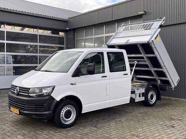 Volkswagen TRANSPORTER 2.0 TDI L2H1 DC Kipper open laadbak Airco Bluetooth trekhaak 2200 kg 1e eigenaar Dealer onderhouden Kieper P-up Doka Pritsche Ahk 2200kg Pick-up bakwagen