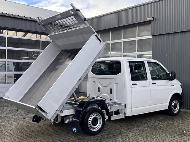 Volkswagen TRANSPORTER 2.0 TDI L2H1 DC Kipper open laadbak Airco Bluetooth trekhaak 2200 kg 1e eigenaar Dealer onderhouden Kieper P-up Doka Pritsche Ahk 2200kg Pick-up bakwagen