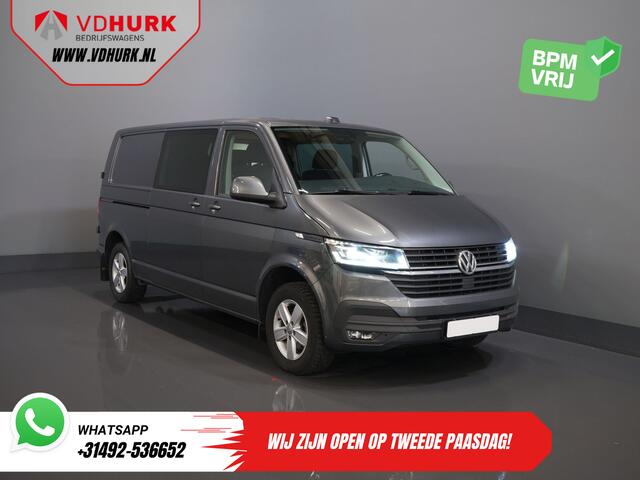 Volkswagen TRANSPORTER 2.0 TDI 150 pk DSG Aut. L2 DC Dubbel Cabine BPM VRIJ! LED/ Adapt.Cruise/ Standkachel/ Stoelverw./ Carplay/ Camera/ PDC/ LMV/ Trekhaak/ Airco