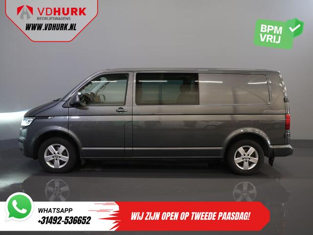Volkswagen TRANSPORTER 2.0 TDI 150 pk DSG Aut. L2 DC Dubbel Cabine BPM VRIJ! LED/ Adapt.Cruise/ Standkachel/ Stoelverw./ Carplay/ Camera/ PDC/ LMV/ Trekhaak/ Airco