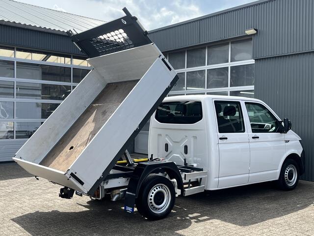 Volkswagen TRANSPORTER 2.0 TDI L2H1 DC Euro 6 Pick up Kipper Open laadbak Airco Trekhaak 2200kg trekgewicht 1e eigenaar Dealer onderhouden Telefoonverbinding Kieper P-up Doka Pritsche Ahk 2200kg