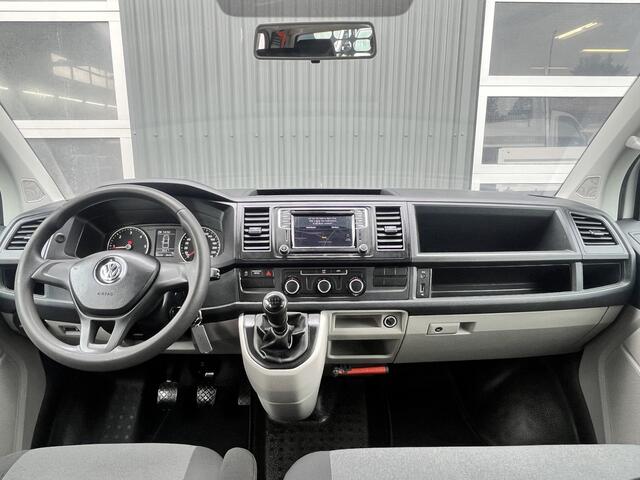 Volkswagen TRANSPORTER 2.0 TDI L2H1 DC Euro 6 Pick up Kipper Dubbele cabine open laadbak met Airco Trekhaak 2200kg trekgewicht 1e eigenaar Dealer onderhouden Telefoonverbinding Kieper P-up Doka Pritsche Ahk 2200kg