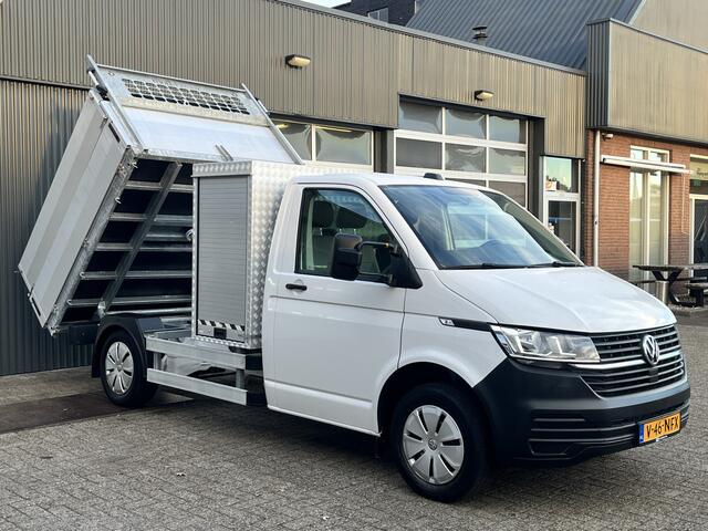 Volkswagen TRANSPORTER 2.0 TDI 150pk Pick up Kipper Airco Cruise controle 1e eigenaar Telefoonverbinding Dealer onderhouden Gereedschapskist 3-Persoons Kieper P-up Doka Pritsche Euro 6