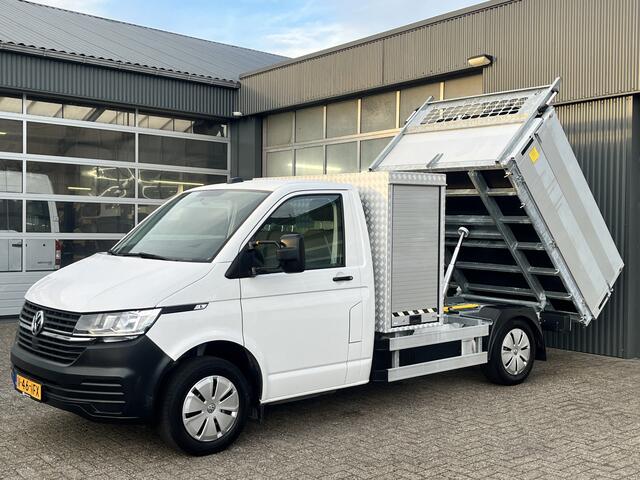 Volkswagen TRANSPORTER 2.0 TDI 150pk Pick up Kipper Airco Cruise controle 1e eigenaar Telefoonverbinding Dealer onderhouden Gereedschapskist 3-Persoons Kieper P-up Doka Pritsche Euro 6