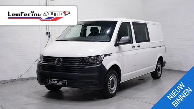 Volkswagen TRANSPORTER 2.0 TDI 110 pk L2 Dubbel Cabine 2x Schuifdeur NAP, Trekhaak, Airco, Cruise Control, 5-Zits, 1e Eigenaar
