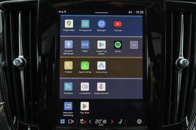 Volvo V90 T6 Recharge AWD Ultra Bright - Luchtvering - Panorama/schuifdak - IntelliSafe Assist & Surround - 360º Camera - Bowers & Wilkins audio - Adaptieve LED koplampen - Verwarmde voorstoelen, stuur & achterbank - Parkeersensoren voor & achter - Elektr. bedienb.