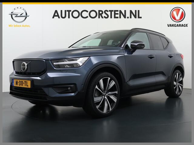 Volvo XC40 232pk Recharge Pro 70KwH Pano-Dak SOH 95% Adaptive-Cruise 20" Elektr.-Leer/Alcantara+Verwarmd+Memory Warmtepomp Harman&Kardon®-Hifi Camera Apple Carplay Android Auto Navi Ecc Pdc Led Elek.Achterklep Keyless Full Led Origineel NLse auto! ¤ 54.000,- nieuw.