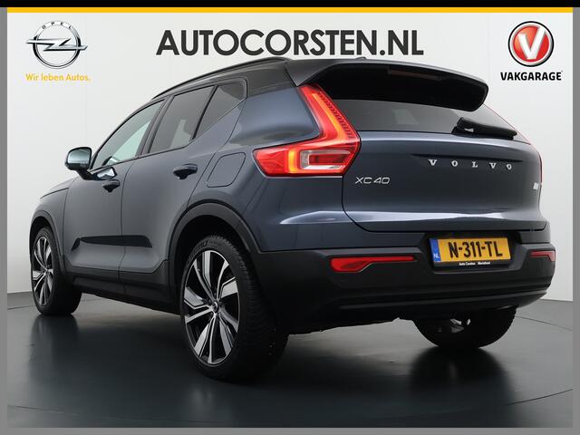 Volvo XC40 232pk Recharge Pro 70KwH Pano-Dak SOH 95% Adaptive-Cruise 20" Elektr.-Leer/Alcantara+Verwarmd+Memory Warmtepomp Harman&Kardon®-Hifi Camera Apple Carplay Android Auto Navi Ecc Pdc Led Elek.Achterklep Keyless Full Led Origineel NLse auto! ¤ 54.000,- nieuw.